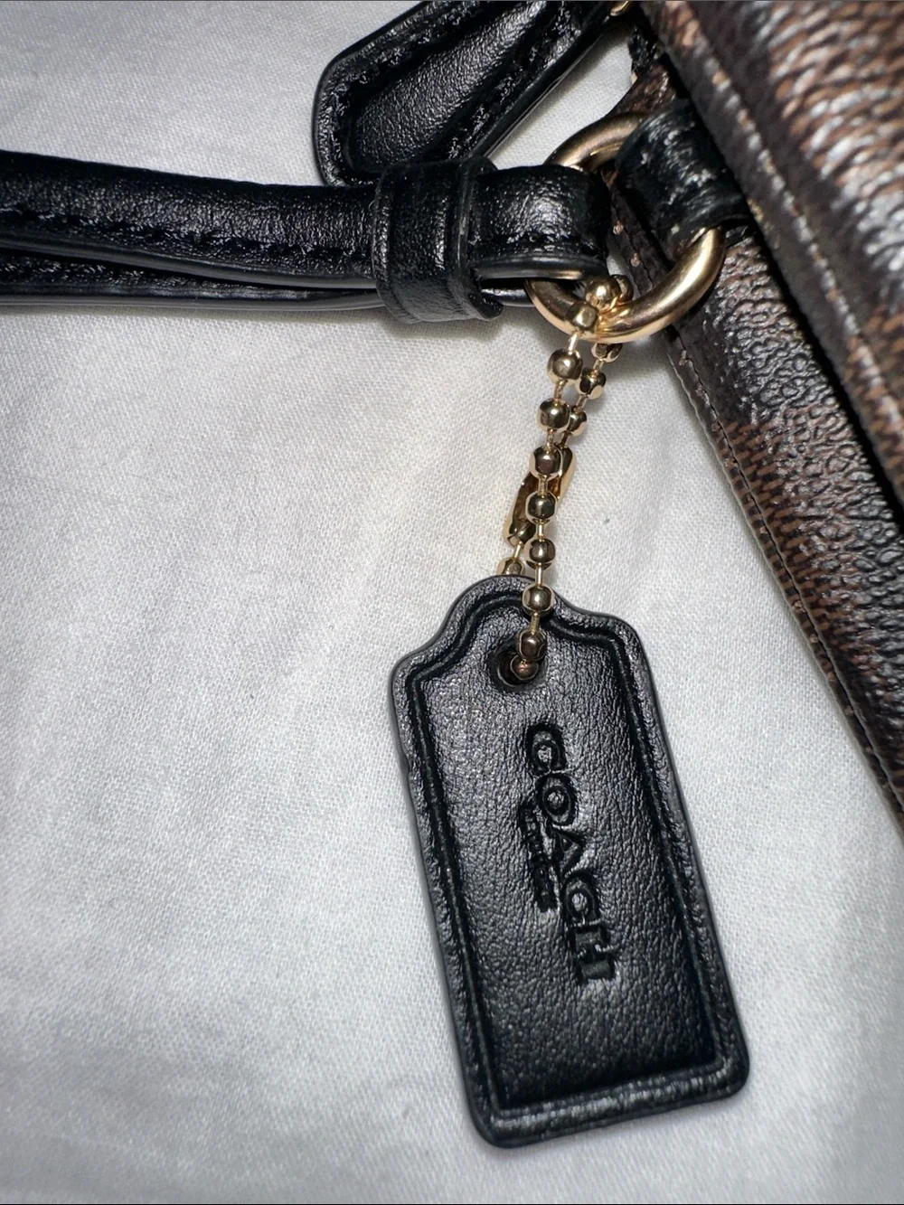 Coach Brown/Black Signature PVC Double Corner Zip